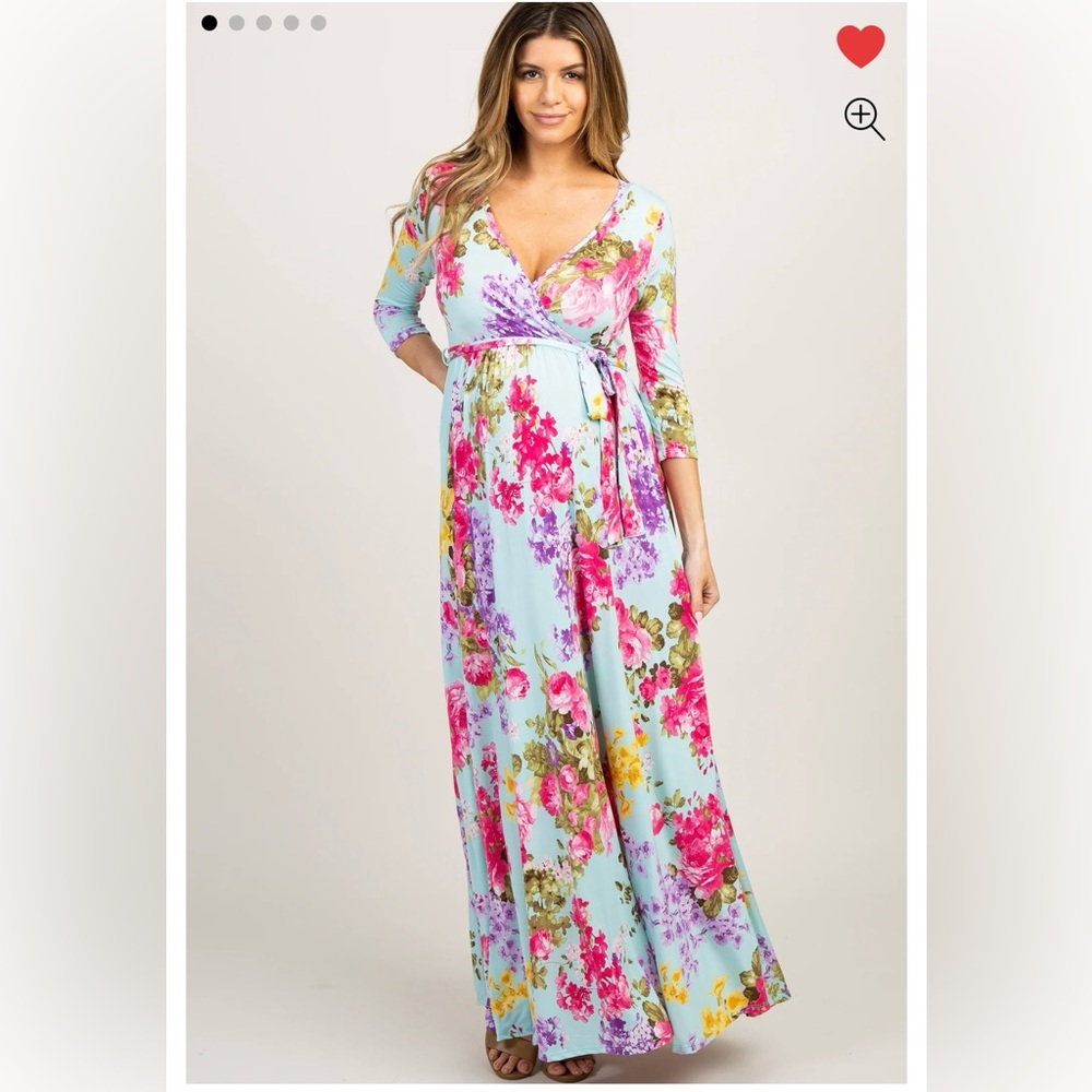 PinkBlush Mint Floral Sash Tie Maternity/Nursing Dress - NWT - XLarge